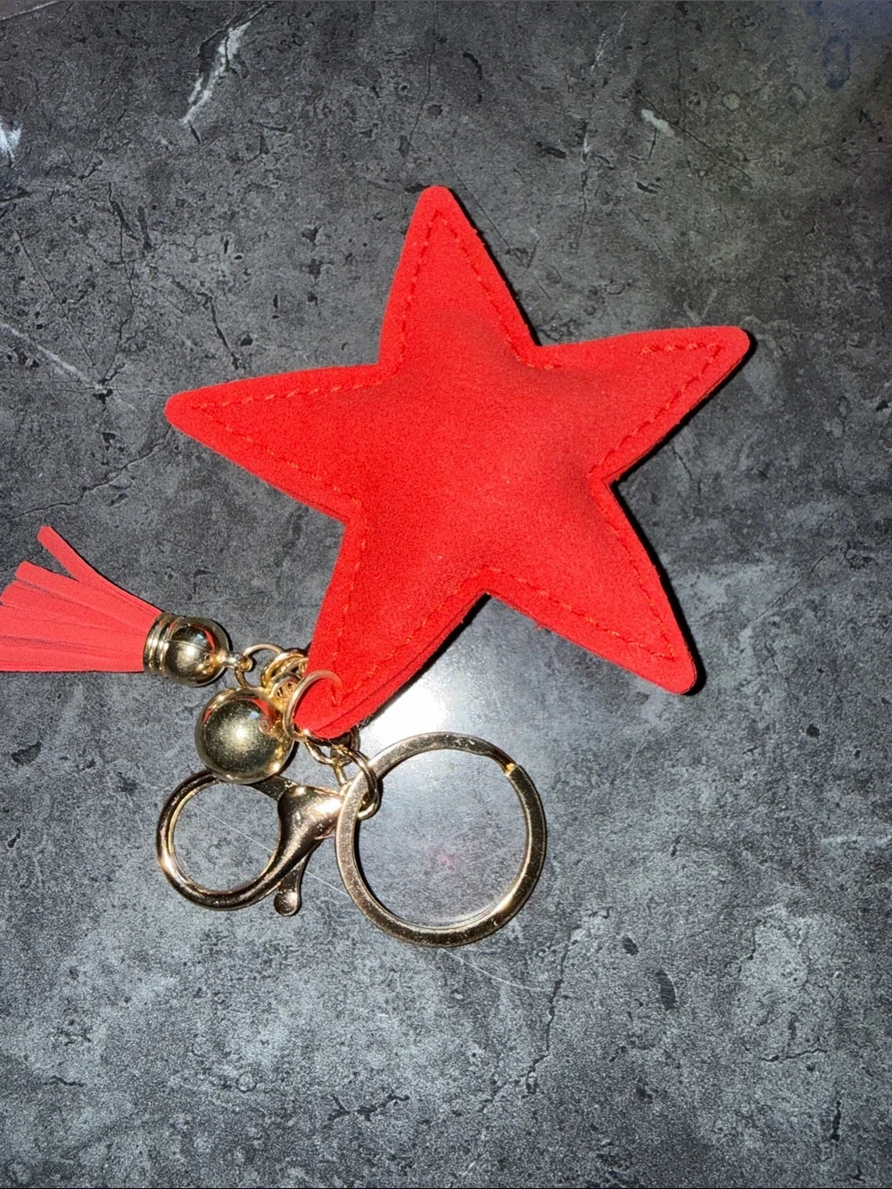 Red Rhinestone Star Key & Card Holder with Tassel